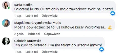 Opinia o Akademia WordPress + AI, zrzut 5