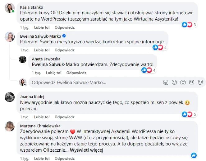 Opinia o Akademia WordPress + AI, zrzut 2