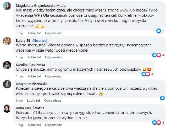 Opinia o Akademia WordPress + AI, zrzut 3