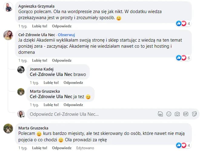 Opinia o Akademia WordPress + AI, zrzut 4