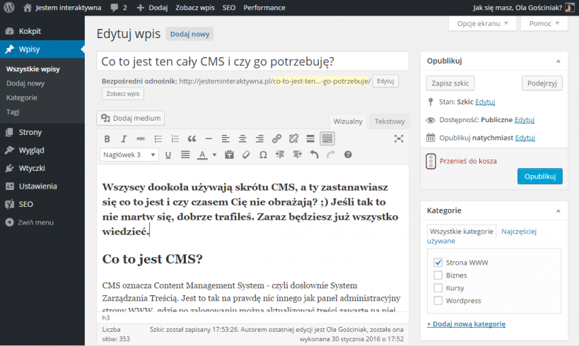 Co to jest CMS - Blog od 0 do 5000 UU w rok - jak to zrobić?